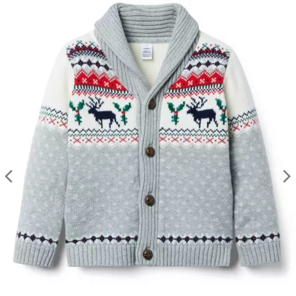 Janie and Jack Reindeer Fair Isle Cardigan